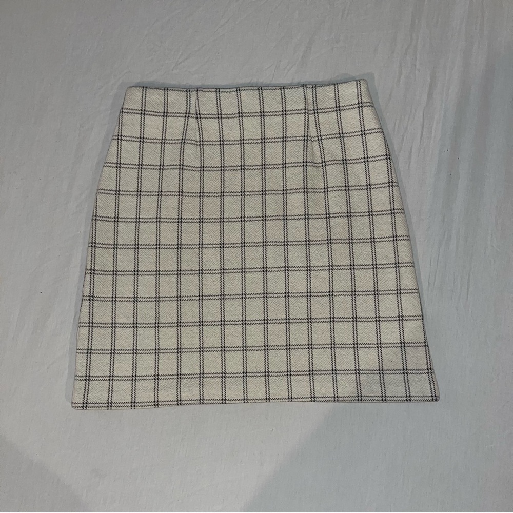 J Jill Cream and Black Cotton Blend Mini Skirt Size S